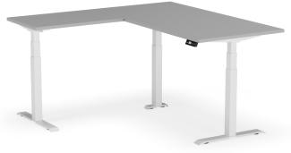 elektrisch höhenverstellbarer Schreibtisch L-SHAPE 180 x 170 x 60 - 90 cm - Gestell Weiss, Platte Grau