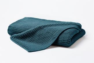 Hahn Primera Strickdecke Kuscheldecke Perlmuster 130x170 cm smaragd 545001-590