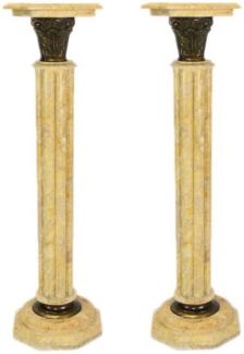 Casa Padrino Barock Marmor Säulen Set Creme Höhe - Marmor Säule (2 Stk)