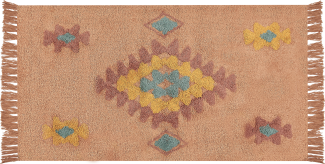 Teppich Baumwolle orange 80 x 150 cm geometrisches Muster IGDIR