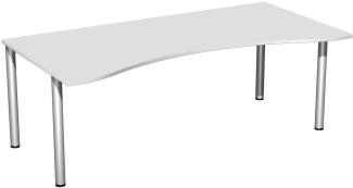 Schreibtisch '4 Fuß Flex', feste Höhe 200x100cm, Lichtgrau / Silber