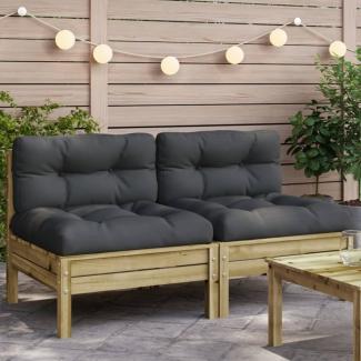 vidaXL Gartensofa ohne Armlehnen mit Kissen 2 Stk. Kiefernholz