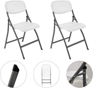 2x Klappstuhl Stahlgestell ergonomische Sitzhöhe ca. 46 cm Gartenstuhl Campingstuhl weiß