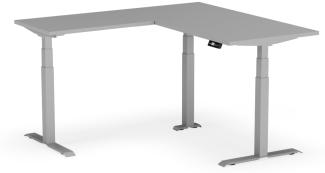 elektrisch höhenverstellbarer Schreibtisch L-SHAPE 160 x 160 x 60 - 80 cm - Gestell Grau, Platte Grau