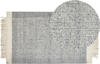 Teppich Wolle grau cremeweiß 80 x 150 cm Kurzflor TATLISU