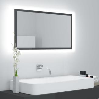 LED-Badspiegel, Spanplatte Hochglanz-Grau, 80 x 8,5 x 37 cm