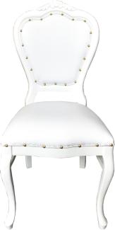Casa Padrino Barock Luxus Esszimmer Stuhl Weiß Kunstleder / Weiß - Handgefertigte Möbel