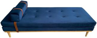 Daybed Blau 180 x 75 cm aus Samt mit Beinen aus Heveaholz