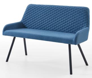 Inter-Furn Meran - Esszimmerstühle Sitzbank - Sitz/Rücken Stoff Blau, Metallfüße Schwarz - B/H/T: 130 / 87 / 60 cm