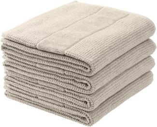 Schiesser Handtücher Turin im 4er Set aus 100% Baumwolle, nachhaltig und fair produziert, Farbe:Greige, Größe:50 cm x 100 cm