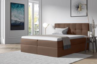 Stylefy 'Cesar' Boxspringbett Kunstleder Hellbraun 160 x 200 cm