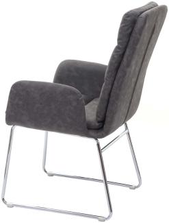 6x Konferenzstuhl HWC-H32, Küchenstuhl Besucherstuhl mit Armlehne, Kunstleder Stahl ~ grau-braun