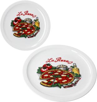 2er Set La Pizza Pizzateller Ø30,5cm 2 Personen XL-Teller Pizza-Dekor Platte