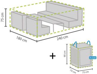 Schutzhülle Abdeckung M 240x180cm für Garten Lounge Set + Hülle für 6-8 Kissen