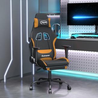 Gaming-Stuhl mit Fußstütze Schwarz und Orange Stoff, Drehbar [3143727]
