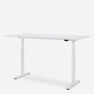 160 x 80 cm WRK21® SMART - Weiss Uni / Weiss elektrisch höhenverstellbarer Schreibtisch