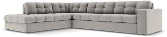 Micadoni 5-Sitzer Ecke links Sofa Justin | Bezug Light Grey | Beinfarbe Black Plastic