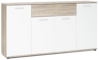 Kommode 'Jacky 3', Sonoma Eiche/Weiß, 4 Türen und 2 Schubladen, ca. 160 cm