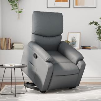 Relaxsessel mit Aufstehhilfe Grau Kunstleder (Farbe: Grau)