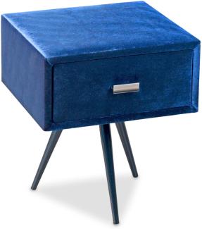Bed Box Nachttisch Beistelltisch Brooklyn Stoff-Bezug blau