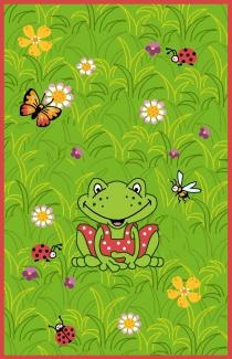 Kinderteppich- Oskar der Frosch auf der Wiese 190 x 130 cm
