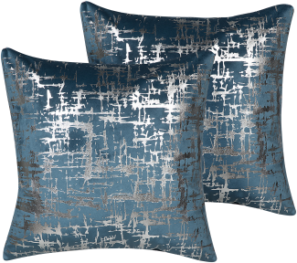 Dekokissen abstraktes Muster Samtstoff blau 45 x 45 cm 2er Set GARDENIA