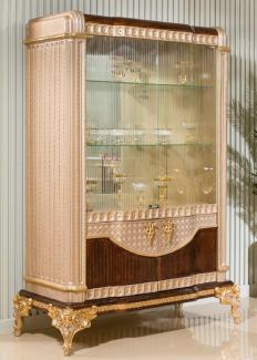 Casa Padrino Luxus Barock Vitrine Grau / Dunkelbraun / Gold 135 x H. 187 cm - Barock Möbel