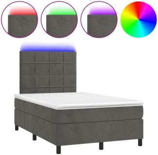 vidaXL Boxspringbett mit Matratze & LED Dunkelgrau 120x190 cm Samt