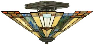 Elstead Lighting Inglenook Deckenleuchte Semi-Flush 2-Light Tiffany-Stil Bronze E27