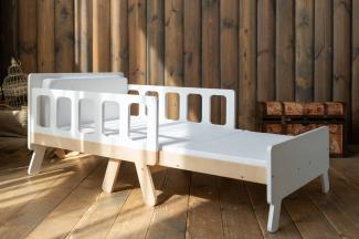 Mitwachsendes Babybett 90x80 - 80x120 cm mit Matratze - umbaubar zum Juniorbett & Sofa Weiß - Sämann