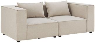 Juskys modulares Sofa Domas S - Couch für Wohnzimmer - 2 Sitzer mit Armlehnen & Kissen - 130 kg belastbar pro Sitz - Möbel Garnitur Stoff Beige