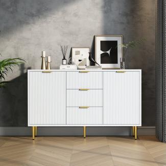 Merax Sideboard, mit 3 Schubladen und 2 Türen,Kommode mit Metallfüße,TV-Schrank,B:120cm