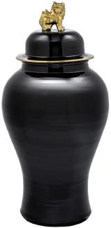 Casa Padrino Luxus Deko Vase Schwarz / Gold Ø 42 x H. 90 cm - Chinesische Porzellan Vase mit Deckel