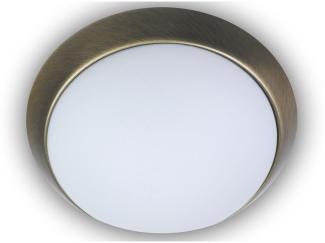 LED Deckenleuchte / Deckenschale, Opalglas matt, Dekorring Altmessing, Ø 35cm