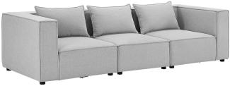 Juskys modulares Sofa Domas M - Couch für Wohnzimmer - 3 Sitzer mit Armlehnen & Kissen - 130 kg belastbar pro Sitz - Möbel Garnitur Stoff Hellgrau