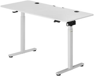 Juskys Höhenverstellbarer Schreibtisch, Metall, Holz, weiß, 120 x 60 cm