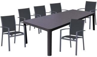 Tischgruppe NEREA, 7 teilig, Aluminium, dunkelgrau
