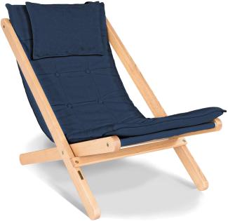 Marior HOME 'ALLEGRO' Liegestuhl mit weichem Sitzpolster, Natürlich, Blau
