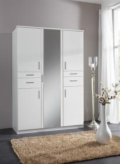 Kleiderschrank >Kalindi III< in Weiß - 135x198x58cm (BxHxT)