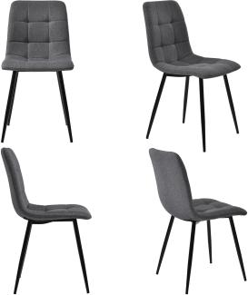 Merax Esszimmerstuhl (4 St), Dunkelgrau,4er-Set Polsterstuhl Design Stuhl mit Rückenlehne,Sitzfläche aus Leinen Gestell aus Metall