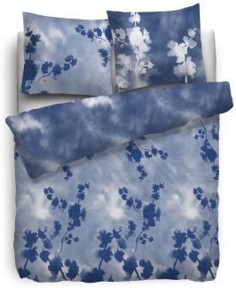 HnL Twill Bettwäsche Essex Blumen Blau 135x200 cm + 80x80 cm