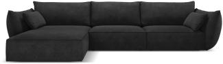 Micadoni 4-Sitzer Ecke links Sofa Kaelle | Bezug Black | Beinfarbe Black Plastic