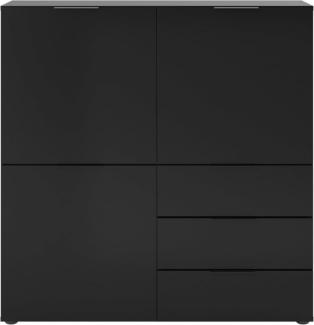 FMD Möbel - DARK 2 - Kommode m. 3 Türen u. 3 SK - melaminharzbeschichtete Spanplatte - schwarz - 99,1 x 101,2 x 31,5cm