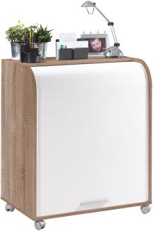 SIMMOB Mobiler Schreibtisch Sekretär Computertisch mit Laufrollen 93,9 x 79,2 cm Eiche-Weiß