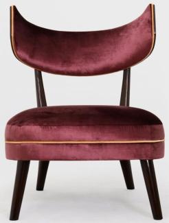 Casa Padrino Luxus Art Deco Lounge Salon Sessel mit gebogener Rückenlehne Lila / Orange / Dunkelbraun 78 x 70 x H. 90 cm - Luxus Möbel