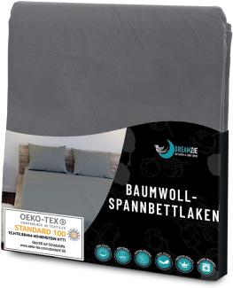 Dreamzie - Spannbettlaken 140x200cm - Baumwolle Oeko Tex Zertifiziert - Anthrazitgrau - 100% Jersey Bettwäsche 140x200