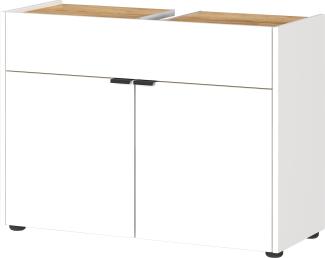 Stoßfester Unterschrank mit Siphonaussparung, 80x34x60, Easy-Clean, AVIS Kollektion von Kadima Design. Farbe: Weiß-Beige