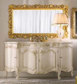 Casa Padrino Luxus Barock Möbel Set Cremefarben / Gold - 1 Barock Sideboard & 1 Barock Wandspiegel - Barock Möbel - Luxus Qualität - Made in Italy