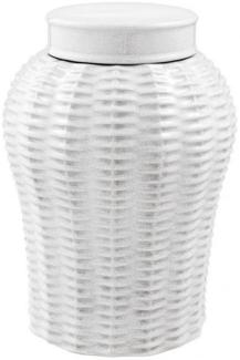 Casa Padrino Designer Keramik Vase mit Deckel Weiß Durchmesser 26 x H. 36,5 cm - Luxus Vase