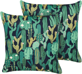 Gartenkissen Kaktusmotiv grün 45 x 45 cm 2er Set BUSSANA